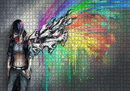 Cakapuzzle Graffiti Sanatçısı Kız ve Özgür Kalan Sanatı Puzzle Yapboz MDF Ahşap