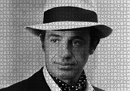 Cakapuzzle Jean Paul Belmondo Fötr Şapkalı Siyah Beyaz Puzzle Yapboz MDF Ahşap