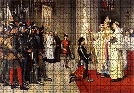Cakapuzzle Joan Arc Taç Giyme Töreni Tablosu Puzzle Yapboz MDF Ahşap