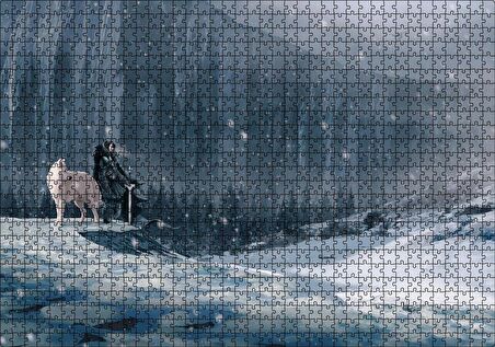 Cakapuzzle Kayalık Duvar Karlar Beyaz Kurt ve Şövalye Puzzle Yapboz MDF Ahşap