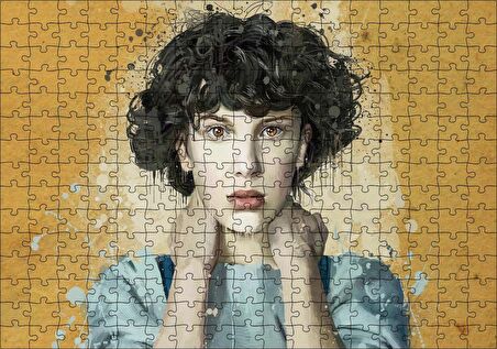 Cakapuzzle Sarı Zemin Duvar Boyama Kadın Portre Puzzle Yapboz MDF Ahşap