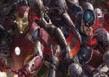 Cakapuzzle Yenilmezler Iron Man ve Kaptan Amerika Puzzle Yapboz MDF Ahşap