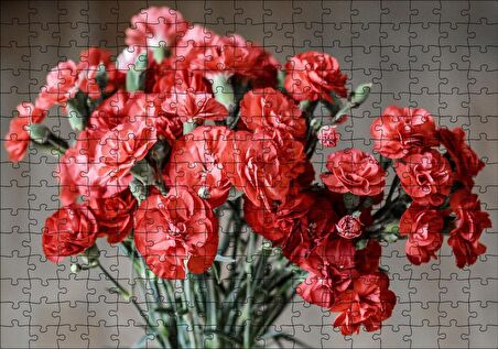 Cakapuzzle Bir Demet Kırmızı Yabani Karanfil Puzzle Yapboz MDF Ahşap