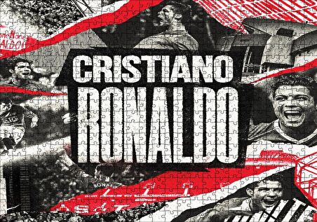 Cakapuzzle Cristiano Ronaldo Büyük Yazı ve Kompozisyon Puzzle Yapboz MDF Ahşap