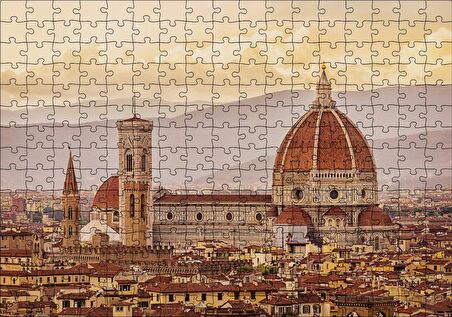 Cakapuzzle İtalya Floransa Gündoğumunda Şehir Manzarası Puzzle Yapboz MDF Ahşap
