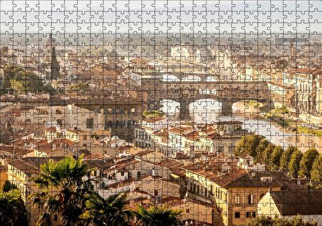Cakapuzzle İtalya Şehir Köprüler ve Nehir Manzarası Puzzle Yapboz MDF Ahşap