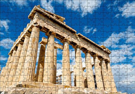 Cakapuzzle Yunanistan Tapınak Harabeleri ve Bulutlar Puzzle Yapboz MDF Ahşap
