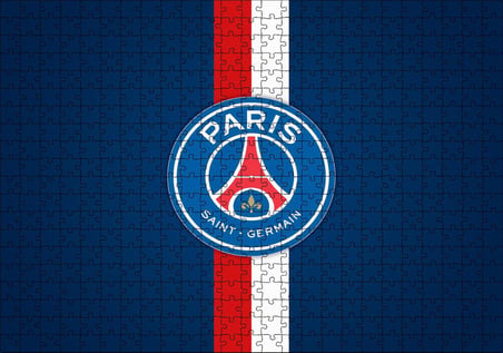 Cakapuzzle PSG Logosu Mavi Zemin Kırmızı Beyaz Kuşaklı Puzzle Yapboz MDF Ahşap