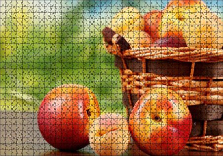 Cakapuzzle Sepette Kayısı ve Nektarinler Flu Arka Plan Puzzle Yapboz MDF Ahşap
