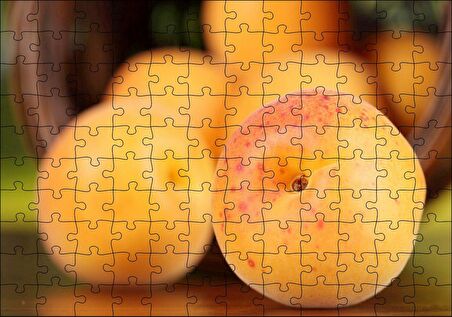 Cakapuzzle Sepetten Dökülen Taze Kayısılar Yakın Çekim Puzzle Yapboz MDF Ahşap