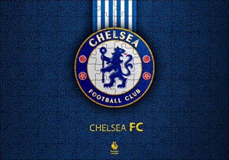 Cakapuzzle Siyah Deri Doku Üzerinde Chelsea Logosu Puzzle Yapboz MDF Ahşap