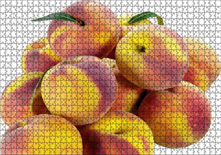 Cakapuzzle Taze Şeftaliler Beyaz Zemin Puzzle Yapboz MDF Ahşap