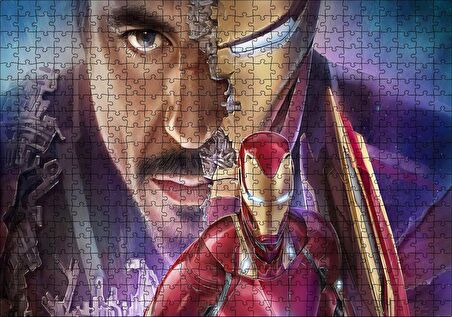 Cakapuzzle Yenilmezler Iron Man ve Tony Stark Kompozisyon Puzzle Yapboz MDF Ahşap