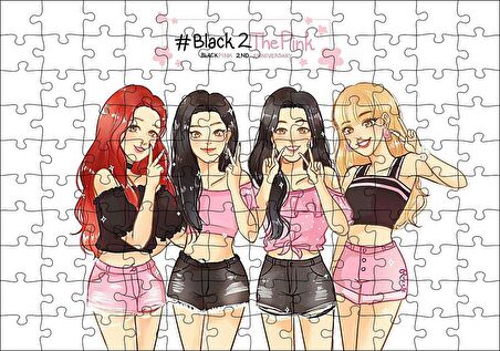 Cakapuzzle Black Pink Kore Pop Pembe Siyah Kıyafetli Puzzle Yapboz MDF Ahşap