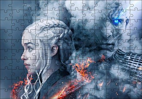 Cakapuzzle Game of Thrones Daenerys Targaryen ve Night King Puzzle Yapboz MDF Ahşap