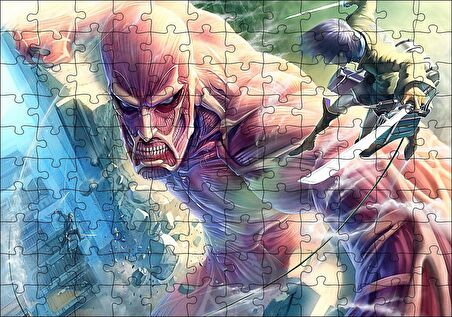 Cakapuzzle Kılıçlı Anime Titan Saldırısı İllüstrasyon Puzzle Yapboz MDF Ahşap