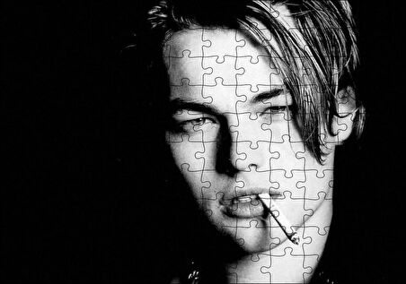 Cakapuzzle Leonardo Di Caprio Sigara İçen Karanlık Arka Plan Puzzle Yapboz MDF Ahşap