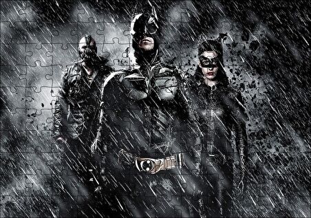 Cakapuzzle Batman Catwoman Ve Belası Kara Şövalye Görseli Puzzle Yapboz MDF Ahşap
