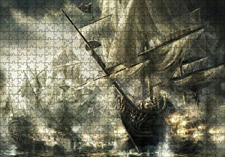 Cakapuzzle Deniz Savaşındaki Yelkenli Gemiler Puzzle Yapboz MDF Ahşap
