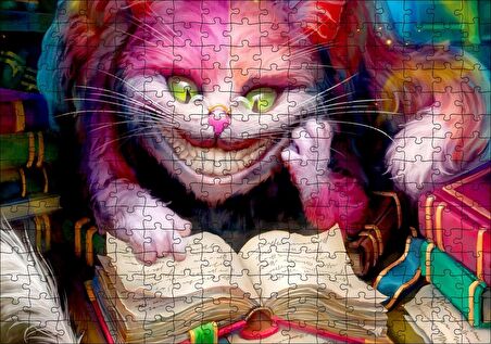 Cakapuzzle Gülümseyen Kedi Alice Harikalar Diyarı Görsel Puzzle Yapboz MDF Ahşap