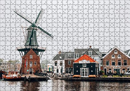 Cakapuzzle Hollanda Yeldeğirmeni ve Şirin Kasaba Puzzle Yapboz MDF Ahşap