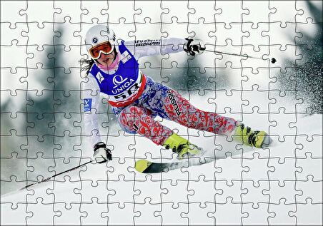 Cakapuzzle Kadın Kayakçı Siporu Puzzle Yapboz MDF Ahşap