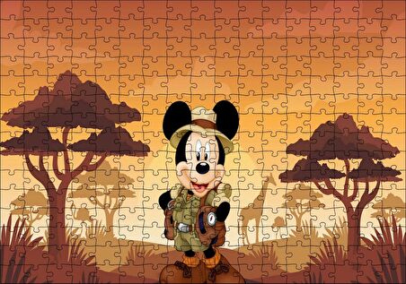 Cakapuzzle Mickey Mouse Çizgi Film Safari Gün Batımı Puzzle Yapboz MDF Ahşap