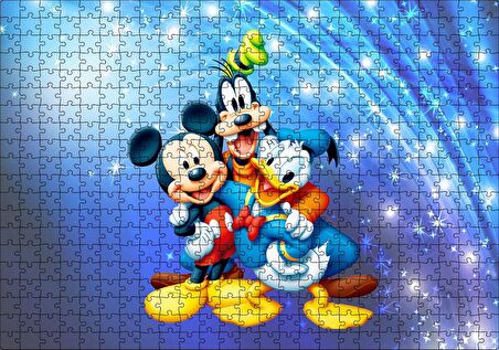 Cakapuzzle Mickey Mouse Donald Duck Ve Pluto Puzzle Yapboz MDF Ahşap