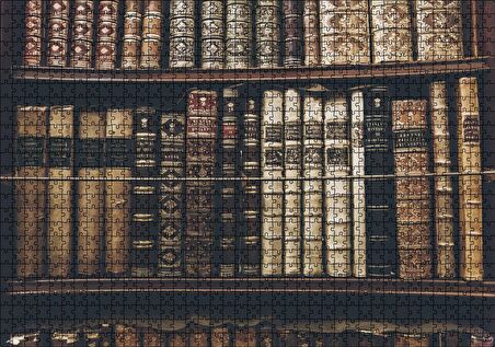 Cakapuzzle Rafta Dizilmiş Eski Kitaplar Puzzle Yapboz MDF Ahşap