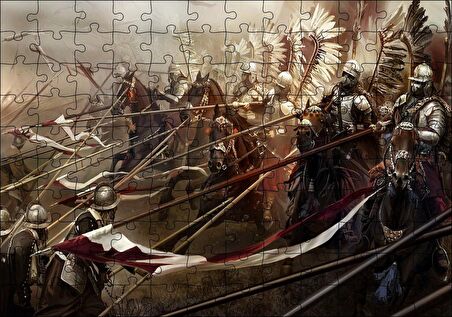 Cakapuzzle Savaş Meydanı Polonyalı Kanatlı Hafif Süvari Görseli Puzzle Yapboz MDF Ahşap