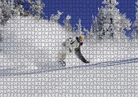 Cakapuzzle Snowboard Spor Karda Uçmak, Puzzle Yapboz MDF Ahşap