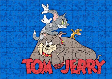Cakapuzzle Tom Jerry ve Spike, Tom ve Jerry Logosu Puzzle Yapboz MDF Ahşap