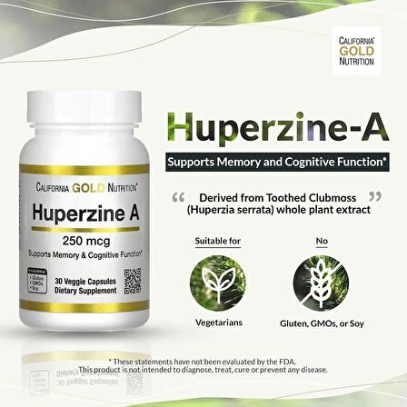 California Gold Nutrition Huperzine A 250 mcg 30 Veggie Capsules (HAFIZA+ODAKLANMA)