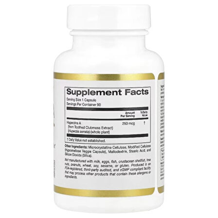 California Gold Nutrition Huperzine A Memory & Cognitive 250 mcg 90 Veggie Caps
