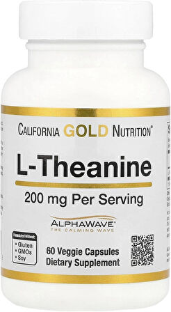 California Gold Nutrition L-Theanine Featuring AlphaWave 200 mg 60 Veggie Caps