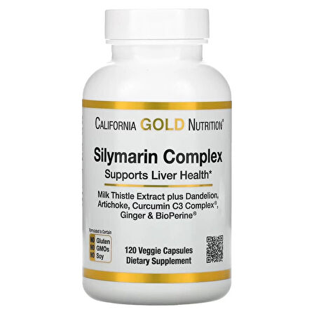 California Gold Nutrition Silymarin Milk Thistle Karaciğer koruyucu Liv52 Complex 120 Veggie Kapsül