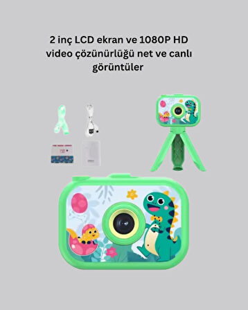 1080P HD Çocuk Vlog Kamerası - Tripod ve Eğitici Oyunlarl