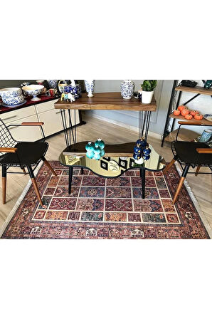 Fawdecor Aynalı Masif Ahşap Orta Sehpa - 80 X 50 Cm Ebatında Modern Cam Tablalı Ahşap Orta Sehpa