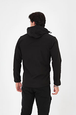 Camp457 Outdoor Softshell Su Ve Rüzgara Dayanıklı İçi Polarlı Seyyar Kapşonlu Erkek Taktik Mont