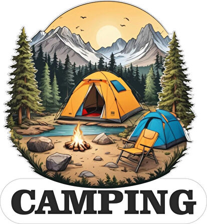 33x33 cm Camping Karavan Sticker v2 Tekne Jeep Araç Sticker