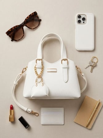 Beyaz Charmlı Ayarlanabilir Askılı Mini El Ve Omuz Çantası