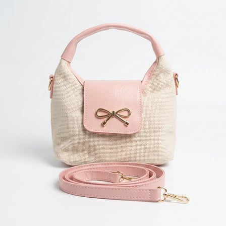 fiyonk detaylı çanta pembe - krem