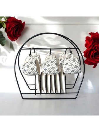  Metal Kahve Fincan Düzenleyici Askı Aparatı Fincan Askılığı Standı