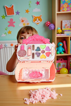 Kız Çocuk Oyuncakları Sürülebilir Çantalı Güzellik Makyaj Seti 13cm Evcilik Oyunları Eğitici Oyuncak