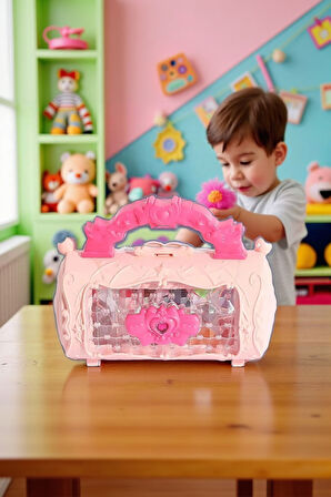 Kız Çocuk Oyuncakları Sürülebilir Çantalı Güzellik Makyaj Seti 13cm Evcilik Oyunları Eğitici Oyuncak