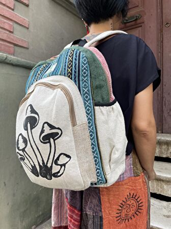 %100 Organik Hemp Sırt Çantası, Organik Çanta, Festival Çantası, Laptop Çantası