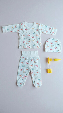 3 LÜ BEBEK ZIBIN TAKIMI 0-3 AY %100 PAMUK KENDİNDEN ELDİVENLİ ŞİRİN DESENLİ