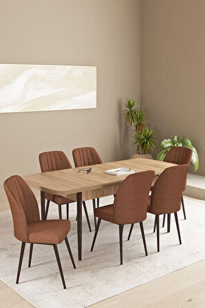 Daisy MDF Siyah Mermer Desen Açılabilir 80x132 Cm 4 Sandalyeli Mutfak Masası Takımı