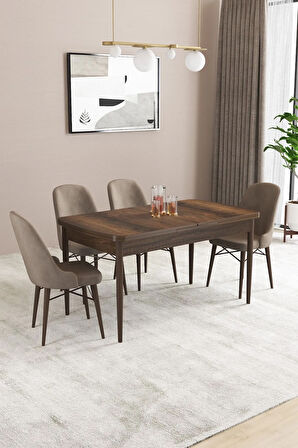 Fonza Barok 80x132 MDF Açılabilir Mutfak Masası Takımı 4  Sandalye