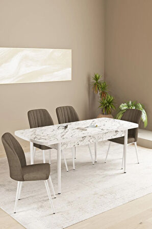 Elis Meşe Desen 80x132 Açılabilir Masa Takımı 4 Sandalye, 1 Bench